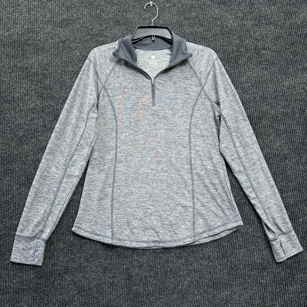 Old Navy Active Quarter Zip Pullover Womens L Large Gray Running Top Thumbholes